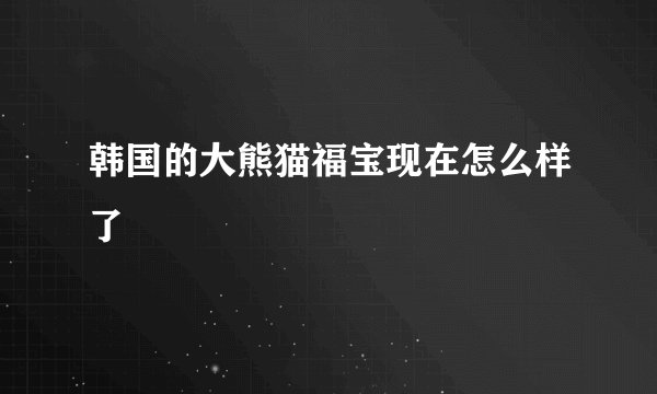 韩国的大熊猫福宝现在怎么样了