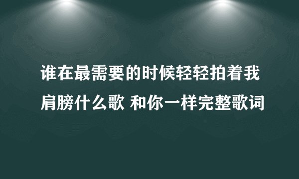 谁在最需要的时候轻轻拍着我肩膀什么歌 和你一样完整歌词