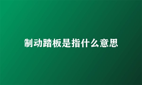 制动踏板是指什么意思