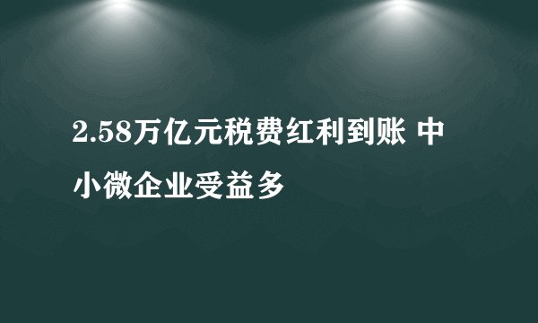 2.58万亿元税费红利到账 中小微企业受益多