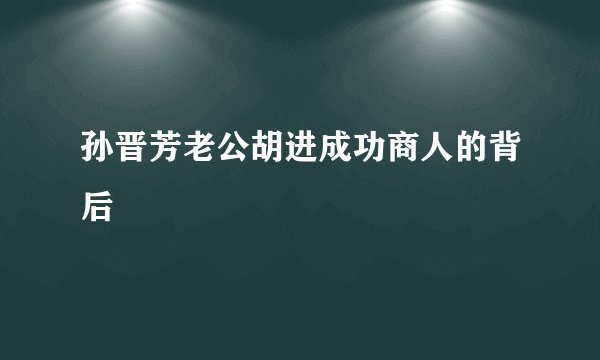 孙晋芳老公胡进成功商人的背后