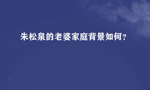 朱松泉的老婆家庭背景如何？