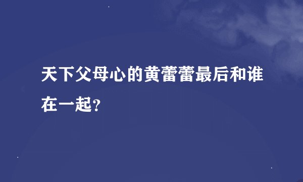 天下父母心的黄蕾蕾最后和谁在一起？