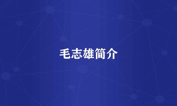 毛志雄简介