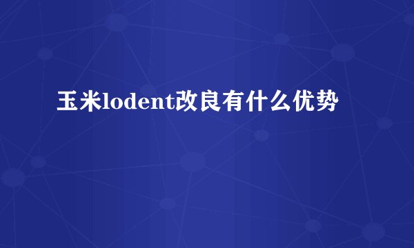 玉米lodent改良有什么优势