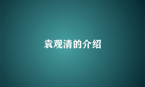 袁观清的介绍