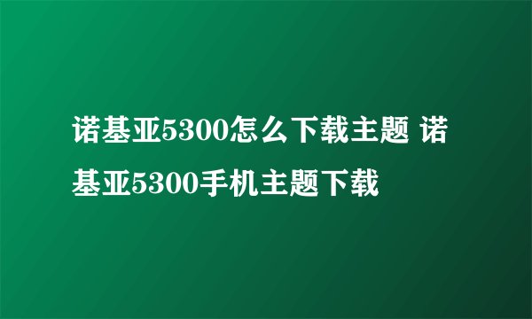 诺基亚5300怎么下载主题 诺基亚5300手机主题下载