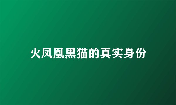火凤凰黑猫的真实身份