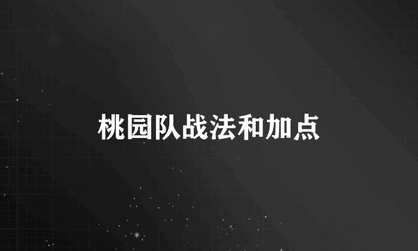 桃园队战法和加点