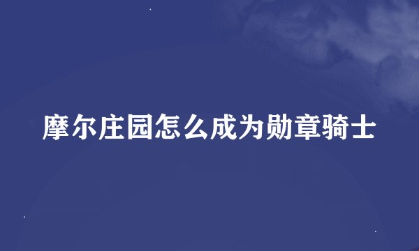 摩尔庄园怎么成为勋章骑士