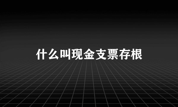 什么叫现金支票存根