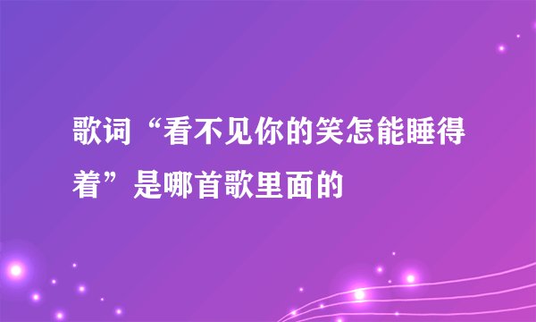 歌词“看不见你的笑怎能睡得着”是哪首歌里面的