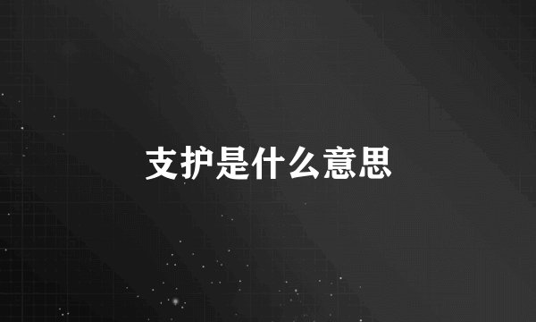 支护是什么意思