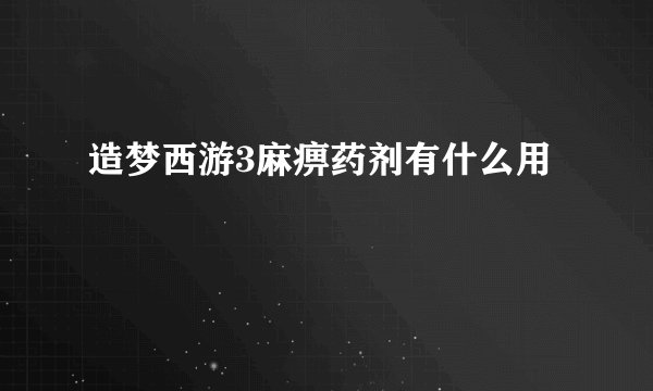 造梦西游3麻痹药剂有什么用