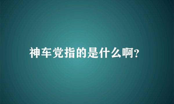 神车党指的是什么啊？