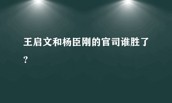 王启文和杨臣刚的官司谁胜了？