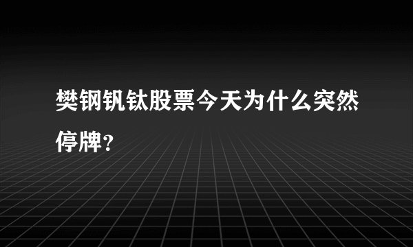 樊钢钒钛股票今天为什么突然停牌？