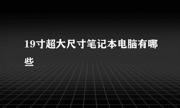 19寸超大尺寸笔记本电脑有哪些