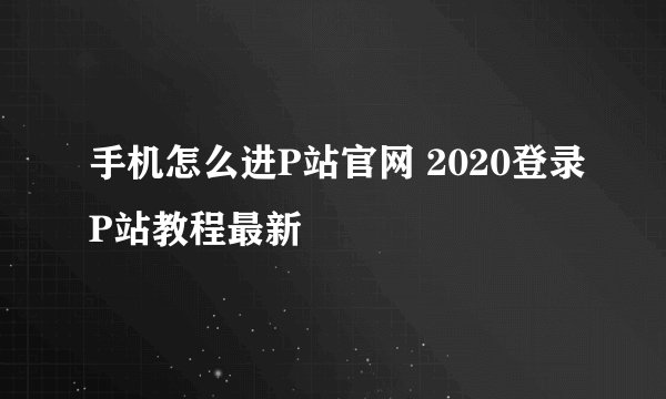 手机怎么进P站官网 2020登录P站教程最新