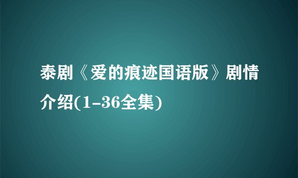 泰剧《爱的痕迹国语版》剧情介绍(1-36全集)