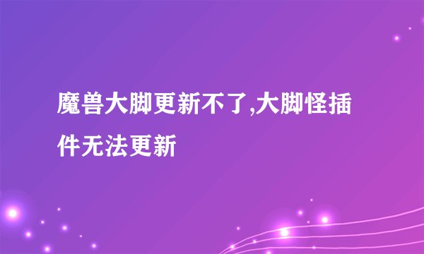 魔兽大脚更新不了,大脚怪插件无法更新