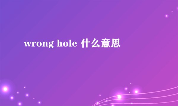 wrong hole 什么意思