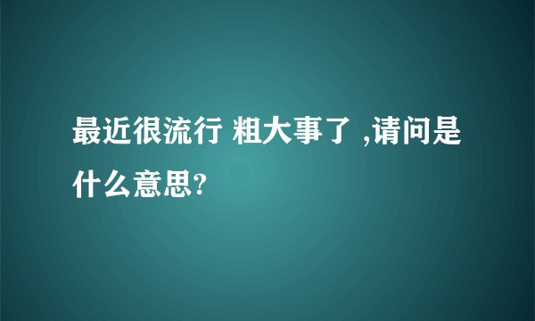 最近很流行 粗大事了 ,请问是什么意思?