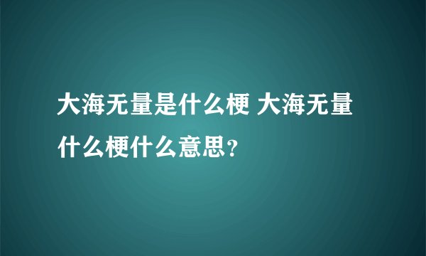 大海无量是什么梗 大海无量什么梗什么意思？
