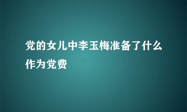 党的女儿中李玉梅准备了什么作为党费