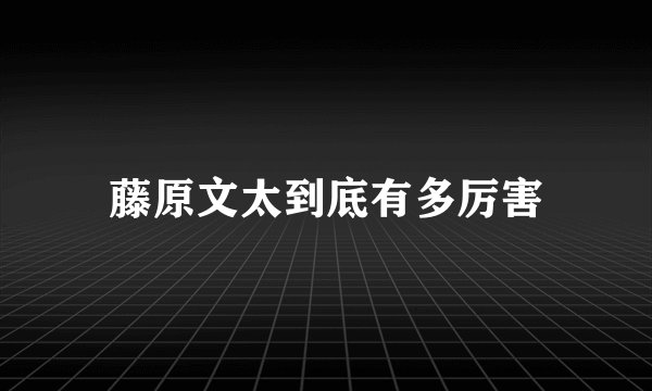 藤原文太到底有多厉害