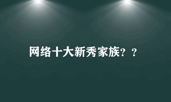 网络十大新秀家族？？