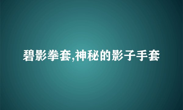 碧影拳套,神秘的影子手套