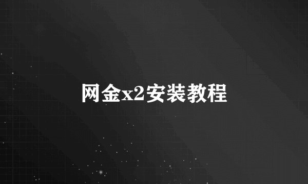 网金x2安装教程