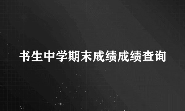 书生中学期末成绩成绩查询