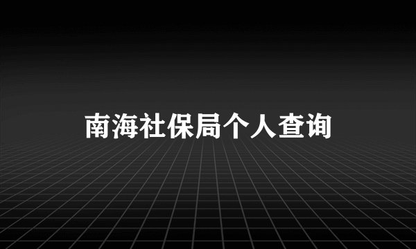 南海社保局个人查询