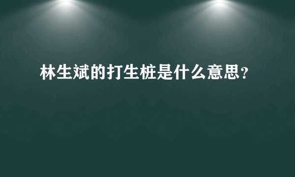 林生斌的打生桩是什么意思？