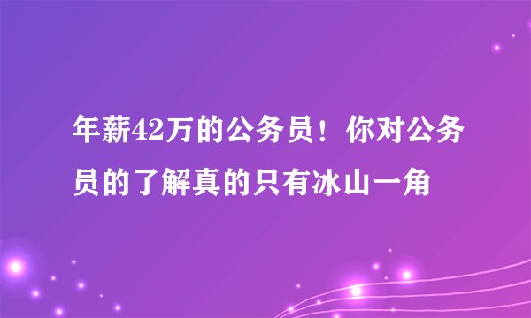 年薪42万的公务员！你对公务员的了解真的只有冰山一角