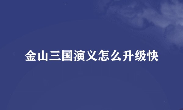 金山三国演义怎么升级快