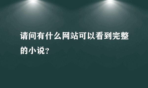 请问有什么网站可以看到完整的小说？