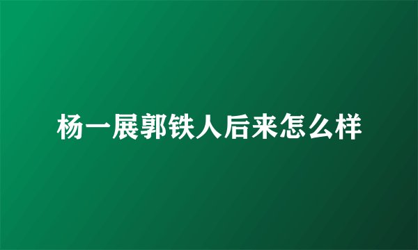 杨一展郭铁人后来怎么样