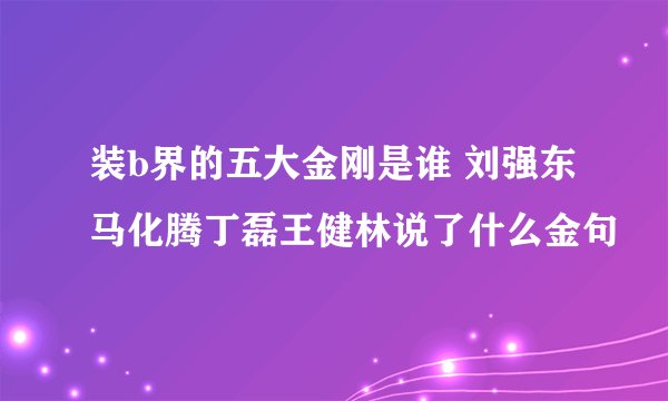 装b界的五大金刚是谁 刘强东马化腾丁磊王健林说了什么金句