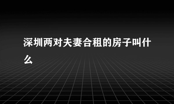 深圳两对夫妻合租的房子叫什么