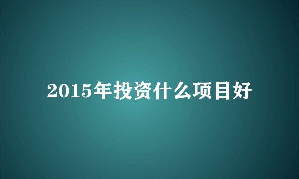 2015年投资什么项目好