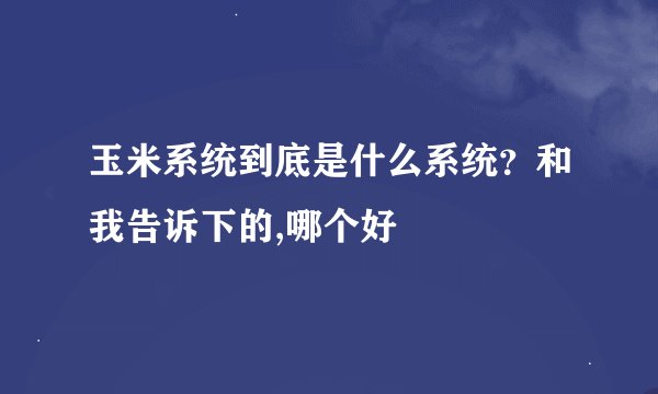 玉米系统到底是什么系统？和我告诉下的,哪个好