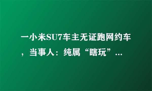 一小米SU7车主无证跑网约车，当事人：纯属“瞎玩”已被处罚，官方回应