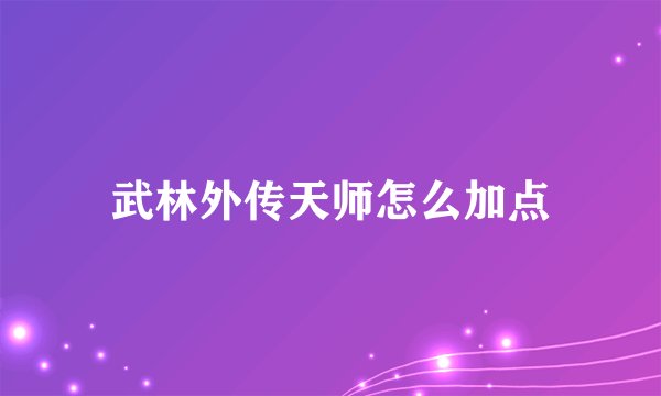武林外传天师怎么加点