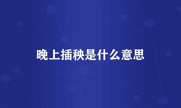 晚上插秧是什么意思