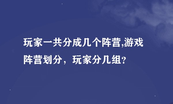 玩家一共分成几个阵营,游戏阵营划分，玩家分几组？