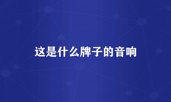 这是什么牌子的音响