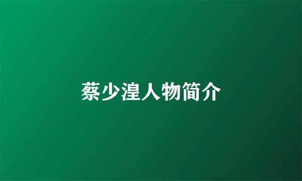 蔡少湟人物简介